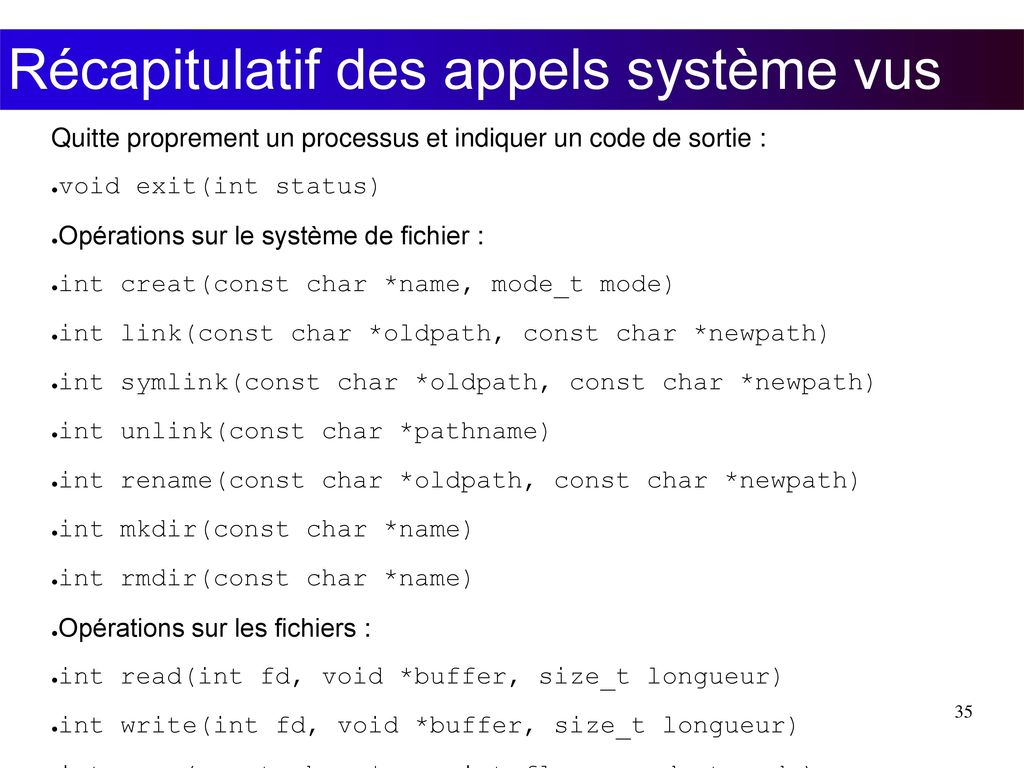 Appels Syst Me Entr Es Sorties Et Op Rations Sur Les Fichiers